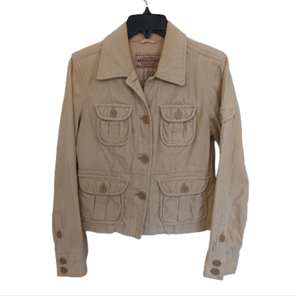 Aeropostale Autumn Tan Corduroy Button Down Neutral Jacket Coat Top